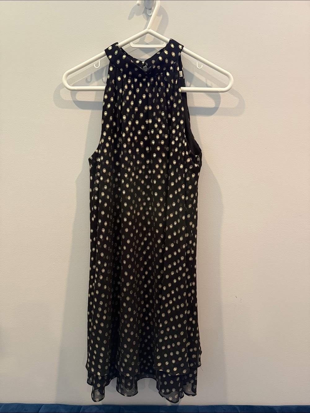 Eliza J Black Dress with Metallic Dot Accents